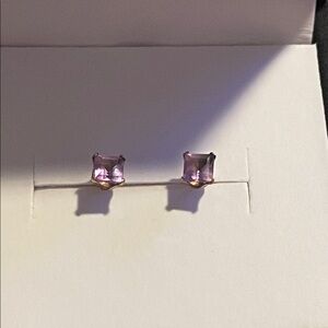 10K Amethyst Purple Stud Earrings